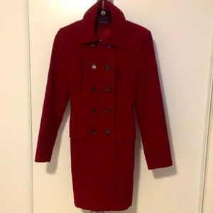 KAREN MILLEN Beautiful Long Red Pea Coat 6